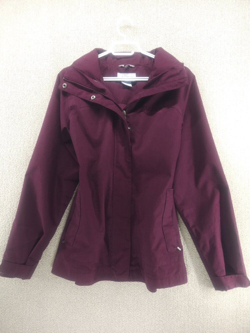 Columbia Interchange Jacket Shell - Deep Plum Burgundy, Women's Size M, Oversize